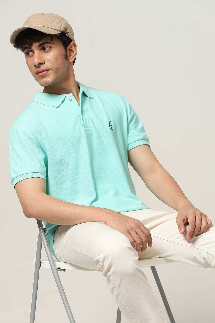 Bewonderd Halfmoon | Gebreid Mintgroen Poloshirt