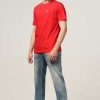 Bewonderd Halfmoon | Rood Effen T-Shirt