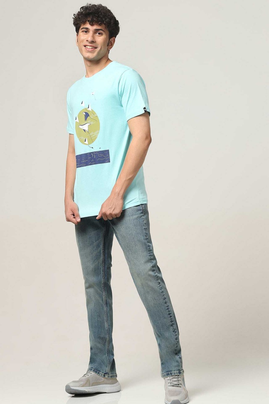 Premie Halfmoon | Aqua Bedrukt T-Shirt