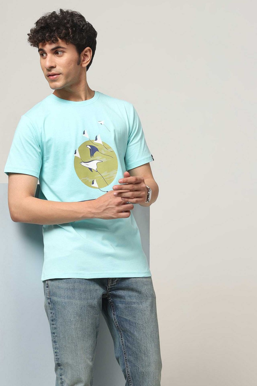 Premie Halfmoon | Aqua Bedrukt T-Shirt