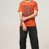 Topkleding Halfmoon | Oranje Bedrukt T-Shirt