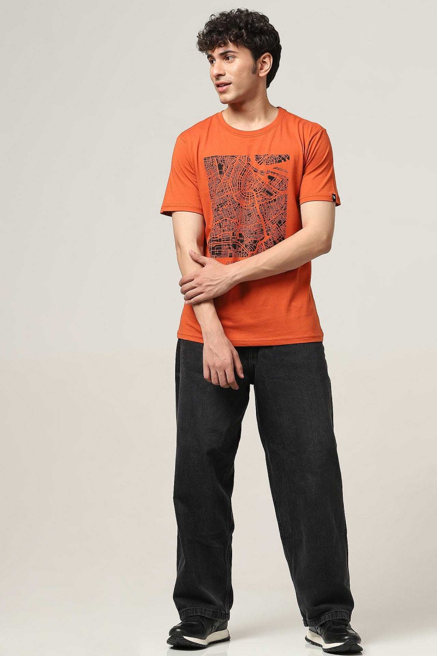 Topkleding Halfmoon | Oranje Bedrukt T-Shirt