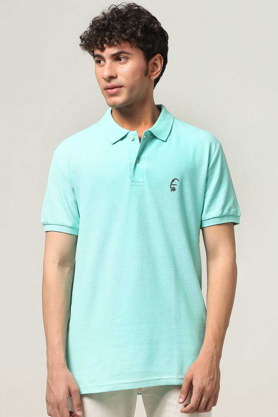 Bewonderd Halfmoon | Gebreid Mintgroen Poloshirt