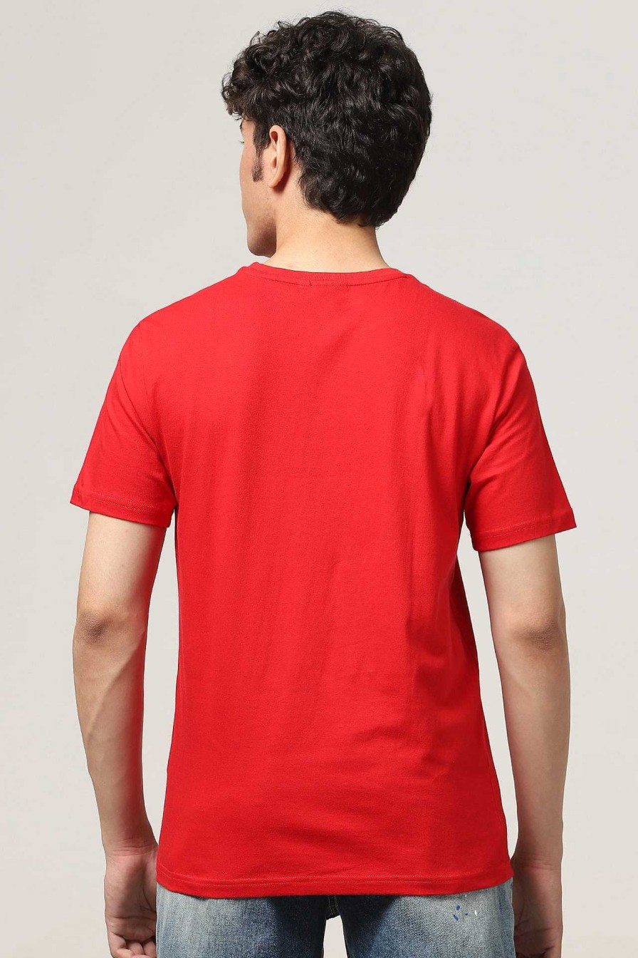 Bewonderd Halfmoon | Rood Effen T-Shirt