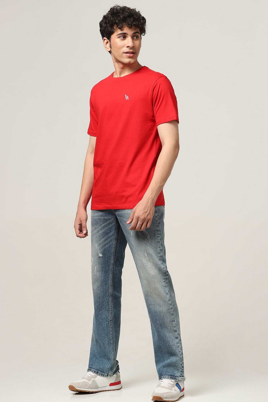 Topkleding Halfmoon | Rood Effen T-Shirt