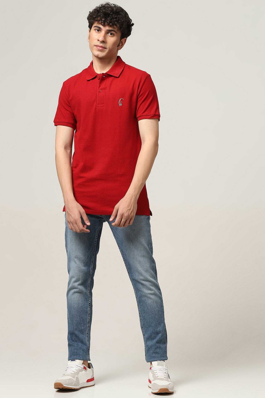 Topkleding Halfmoon | Gebreide Rode Polo