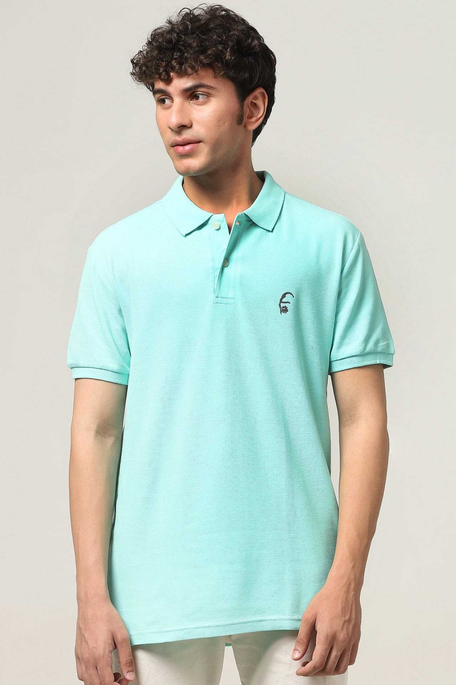 Ongewoon Halfmoon | Gebreid Mintgroen Poloshirt