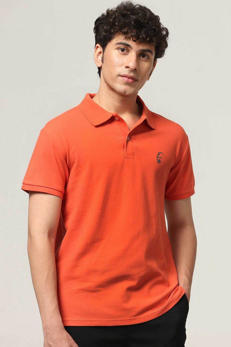 Ongewoon Halfmoon | Gebreide Oranje Polo