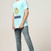 Bewonderd Halfmoon | Aqua Bedrukt T-Shirt