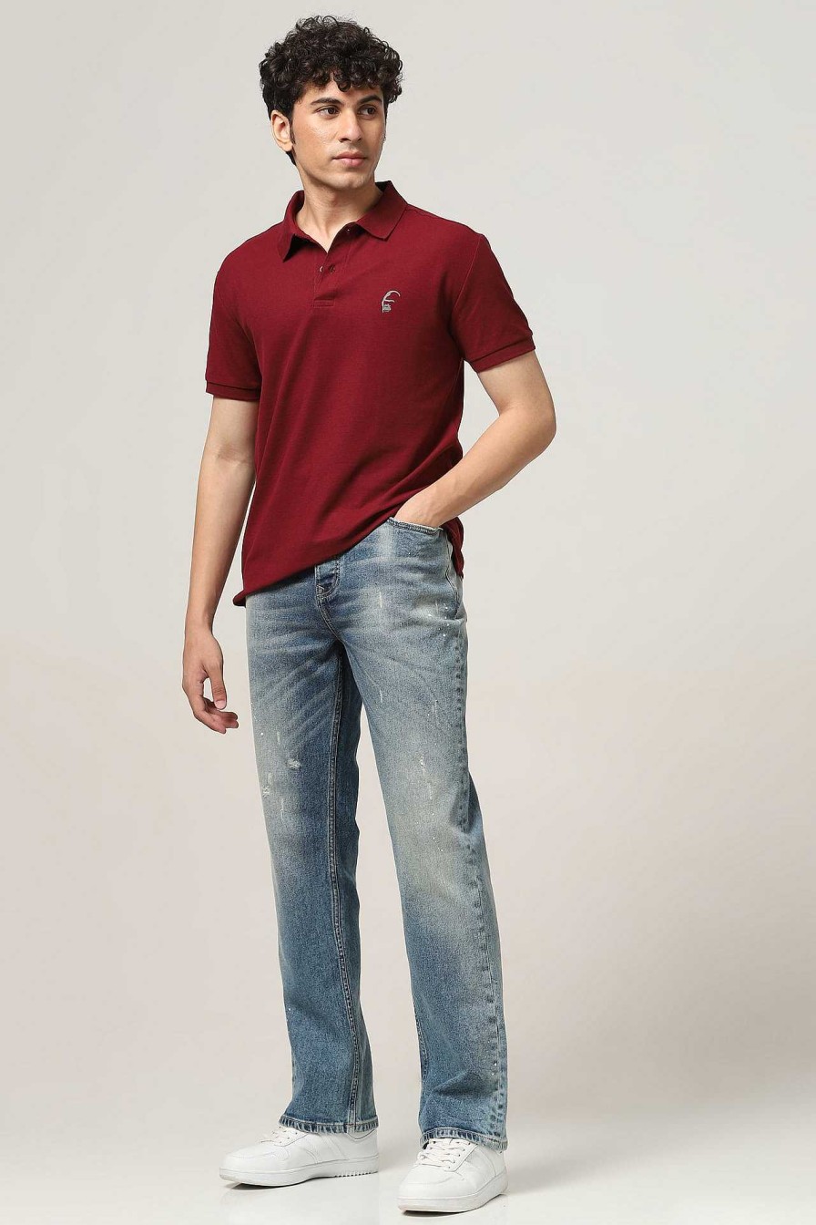 Topkleding Halfmoon | Gebreide Kastanjebruine Polo